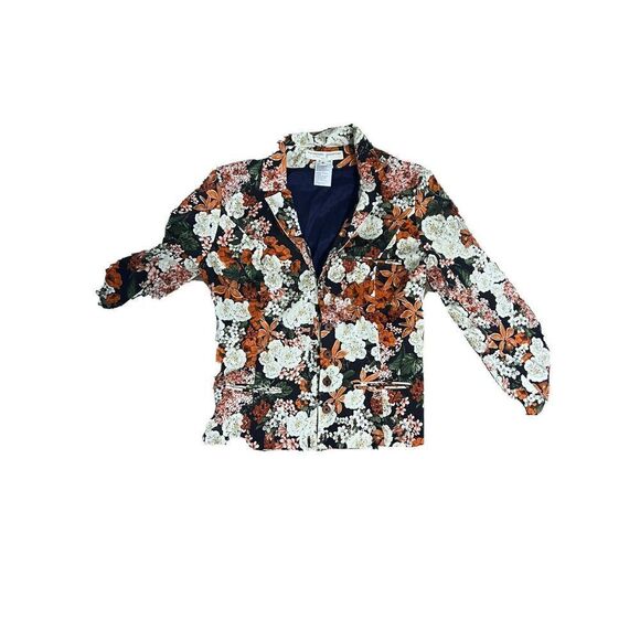 Valentine Gauthier Paris Womens Small Floral Blazer Unique Tab Button Closure - Picture 9 of 9